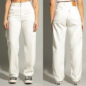 LEVI'S Women's Size 26 Off-White Dad Utility Jeans Relaxed Cargo Straight Leg